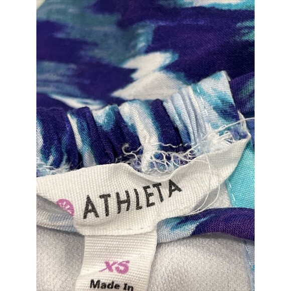 Athleta Women Midi Sun Dress Built in Bra Sz XS Aqua Blue White Halter Pockets - Picture 7 of 8